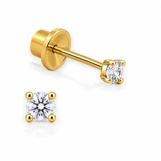 Solitario Clásico 4 Garras 3 mm  Miss Earrings - Laminado en Oro 24K · 13S · vista principal · Miss Earrings