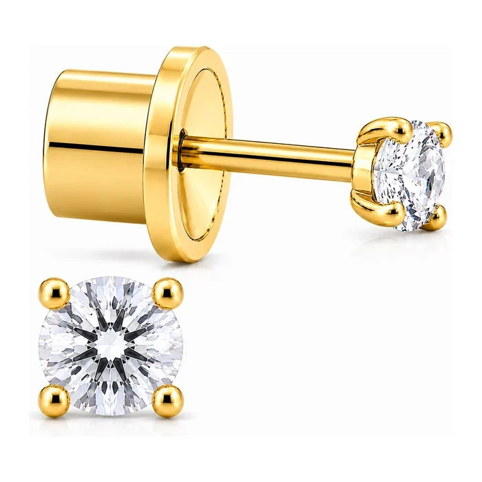 Solitario Clásico 4 Garras 4 mm  Miss Earrings - Laminado en Oro 24K · 14SP · vista principal · Miss Earrings